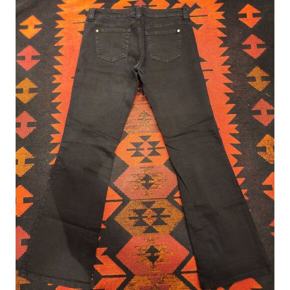 Sneak Peek Women's Black Flared Jeans Size 15/16 Mid-Rise Stretch Denim With Poc - Picture 10 of 13